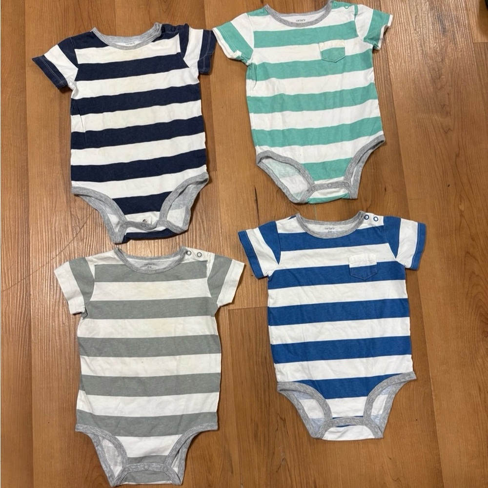 Set of Striped Play Onesies | 4 pack Carter’s Bodysuits